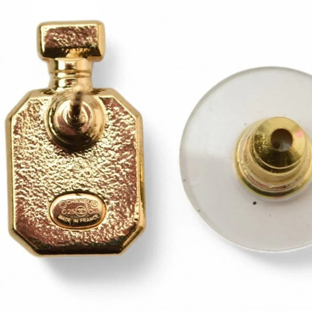 CHANEL Gold Logo Earrings